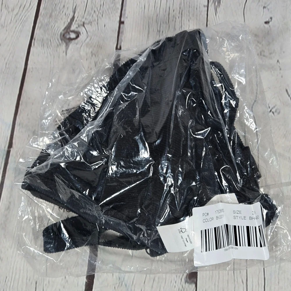 J. Crew Ribbed triangle bikini top in Black 2X‎ NWT